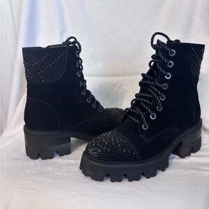 Vince Camuto Black Studded Combat Boots